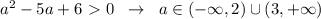 a^2-5a+6\ \textgreater \ 0\; \; \to \; \; a\in (-\infty ,2)\cup (3,+\infty )