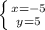 \left \{ {{x=-5} \atop {y=5}} \right.