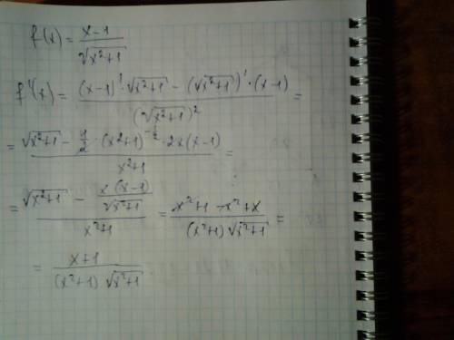 Найдите производную функции f(x) =x-1/корень из x^2+1