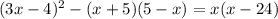 (3x-4)^{2}-(x+5)(5-x)=x(x-24)