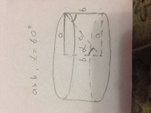 Диагональ прямоугольника 9 см, она образует в его меньшей стороны 60 градусов. найти площадь цилиндр