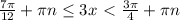 \frac{7 \pi }{12}+ \pi n \leq 3x\ \textless \ \frac{3 \pi }{4}+ \pi n