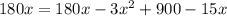 180x=180x- 3x^{2} +900-15x