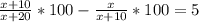 \frac{x+10}{x+20}*100-\frac{x}{x+10}*100=5