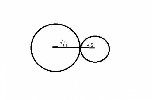 Окружности касаются внешним образом найдите расстояние между центрами если радиус окружности равна 7