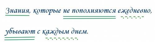 Сделать синтаксический разбор: знания, которые не пополняются ежедневно, убывают с каждым днем.