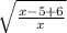 \sqrt \frac{ {x-5+6}}{x}