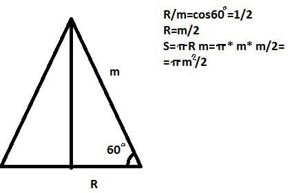 Образующая конуса м наклонена к плоскости основания под углом 60. найдите боковую поверхность конус