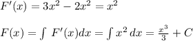 F'(x)=3x^2-2x^2=x^2\\\\F(x)=\int \, F'(x)dx=\int x^2\, dx=\frac{x^3}{3}+C