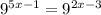 9^{5x-1} = 9^{2x-3}