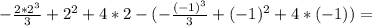 - \frac{2*2^3}{3}+2^2+4*2-(- \frac{(-1)^3}{3}+(-1)^2+4*(-1 ))=