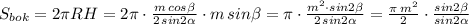 S_{bok}=2\pi RH=2\pi \cdot \frac{m\, cos\beta }{2\, sin2\alpha }\cdot m\, sin\beta =\pi \cdot \frac{m^2\cdot sin2\beta }{2\, sin2\alpha }=\frac{\pi \, m^2}{2}\cdot \frac{sin2\beta }{sin2\alpha }