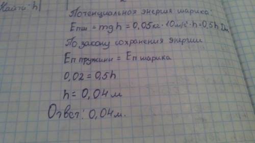 Пружинный пистолет с пружиной жесткостью 400 н/м, сжатой на 1 см, выбрасывает вертикально вверх шари