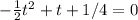 - \frac{1}{2} t^2+t+1/4=0