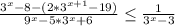 \frac{3^{x}-8-(2*3^{x+1}-19)}{9^{x}-5*3^{x}+6} \leq \frac{1}{3^{x}-3}