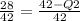 \frac{28}{42} = \frac{42-Q2}{42}