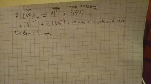 Алюміній нітрат,кількість речовини якого становить 4 моль, розчинили у воді.укажіть сумарну кількіст