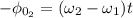 -\phi_{0_{2}} = (\omega_{2}- \omega_{1})t