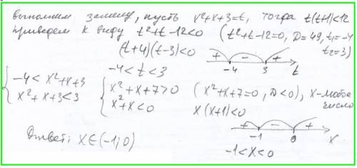 Решите неравенство (х^2 +x+3)(x^2+x+4)< 12