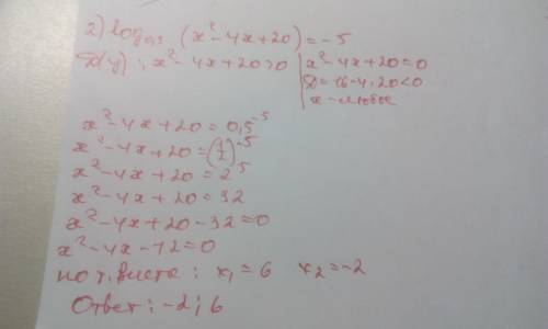 Решите , уравнения: 1)lg(3x-10)=lg(7-2x) 2)log0,5(x^2-4x+20)=-5 3)1+log3(x-2)=log3(16x)-log3(x+2) от