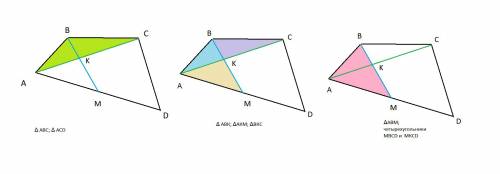 Начртите четырехугольник abcd отметьте точку m середину стороны ad . пооведите отрезки ac и bm . наз