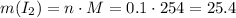 m(I_{2})=n\cdot M = 0.1\cdot 254=25.4