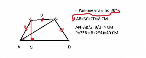 Терміново. у рівнобічній трапеції діагональ є бісектрисою гострого кута й утворює з більшою основою