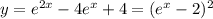 y=e^{2x}-4e^x+4=(e^x-2)^2