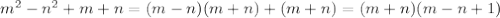 m^2-n^2+m+n=(m-n)(m+n)+(m+n)=(m+n)(m-n+1)