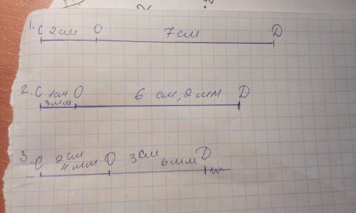 5класс постройте отрезок cd, равный сумме отрезков co и od, если: 1) co=2 см,od =7 см; 2) co= 1см 3м