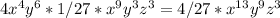 4x^4y^6*1/27*x^9y^3z^3=4/27* x^{13} y^9z^3