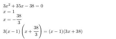 Разложить на множители 3x^2+35x38 подробный ответ