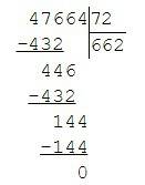 47664: 72= 94 ·57= 12882: 19= 1809·563= 321648: 24= 4001·437= писать в столбик