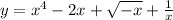 y=x^4-2x+\sqrt{-x}+ \frac{1}{x}