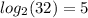 log_{2}(32)=5