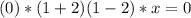 (0)*(1+2)(1-2)*x=0