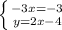 \left \{ {{-3x=-3} \atop {y=2x-4}} \right.