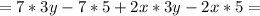 =7*3y-7*5+2x*3y-2x*5=