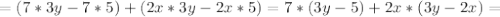 =(7*3y-7*5)+(2x*3y-2x*5)=7*(3y-5)+2x*(3y-2x)=