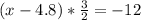 (x-4.8)* \frac{3}{2} =-12