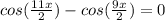 cos( \frac{11x}{2} )-cos( \frac{9x}{2} )=0