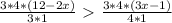 \frac{3*4*(12-2x)}{3*1}\ \textgreater \ \frac{3*4*(3x-1)}{4*1}