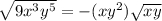 \sqrt{9x^3y^5}=-(xy^2) \sqrt{xy}