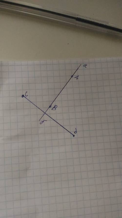 Постройте отрезок который пересекает прямую а б и не пересекает отрезок а б