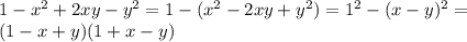 1-x^2+2xy-y^2=1-(x^2-2xy+y^2)=1^2-(x-y)^2=\\(1-x+y)(1+x-y)