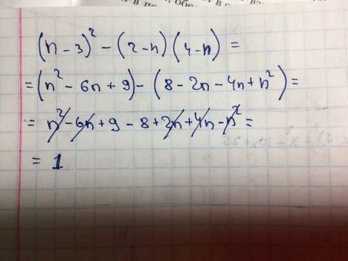 (желательно с полным решением) (n-3)^2-(2-n)*(4-n)