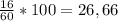 \frac{16}{60}*100= 26,66