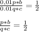 \frac{0,01p*b}{0.01q*c} = \frac{1}{2} \\ \\ \frac{p*b}{q*c} = \frac{1}{2}