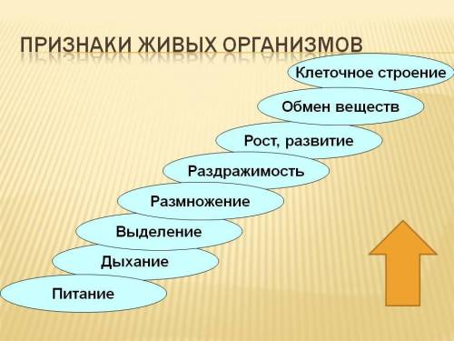 Заполните таблицу оснавные признаки живых организмов