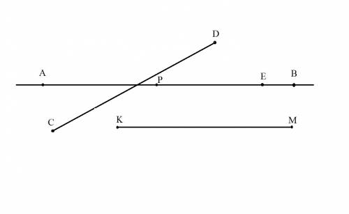 Начертите прямую аб и отрезки сд, км и ре так чтобы отрезок сд пересекал прямую аб, отрезок км не пе
